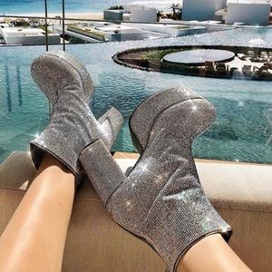 Crystal Encrusted Platform Boots